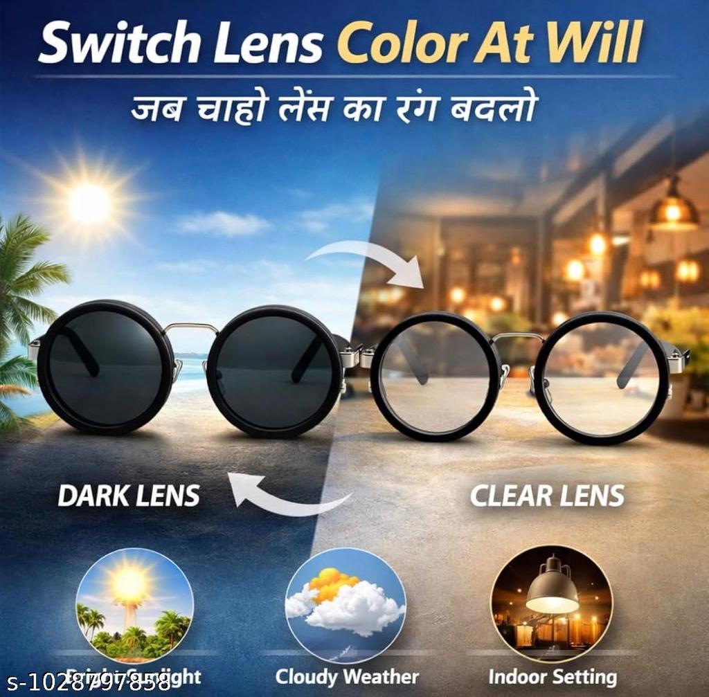UV Vibe 1-9 Gears Adjustable Tint Sunglasses, Rounded Polarized Glasses with ND Filter Lenses,