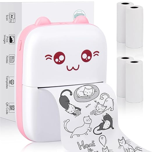 Portable Mini Bluetooth Thermal Printer | Inkless Black & White Photo, Notes & Label Printer for Study, Journals & Home Use