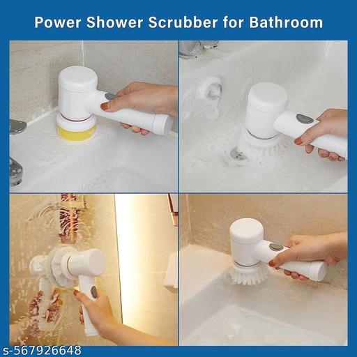 D.Y. Sales 5 in 1 Electric Magic Cleaning Brush | Rechargeable Spin Scrubber with 5 Replaceable Heads for Bathroom, Kitchen, Floor & Multi-Surface Cleaning